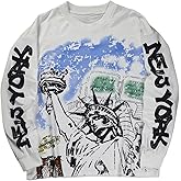 SHENHE Men's Y2K Graphic Sweatshirts Long Sleeve Crew Neck Tee Shirts Street Wear Tees Top