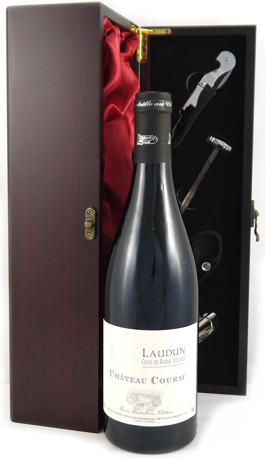 Chateau Courac Cotes du Rhone 2007 vintage wine presented in a silk