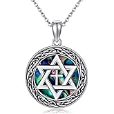 YFN Jewish Star of David Necklace Sterling Silver Celtic Cross Star of David Pendant Necklace Judeo Christian Religious Jewelry for Women(cross star of david)