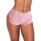 OZICERD Low Rise Booty Shorts Micro Mini Pajamas Shorts for Women Cute Boy Short Side Slit Ruched Lounge Pj Bottoms