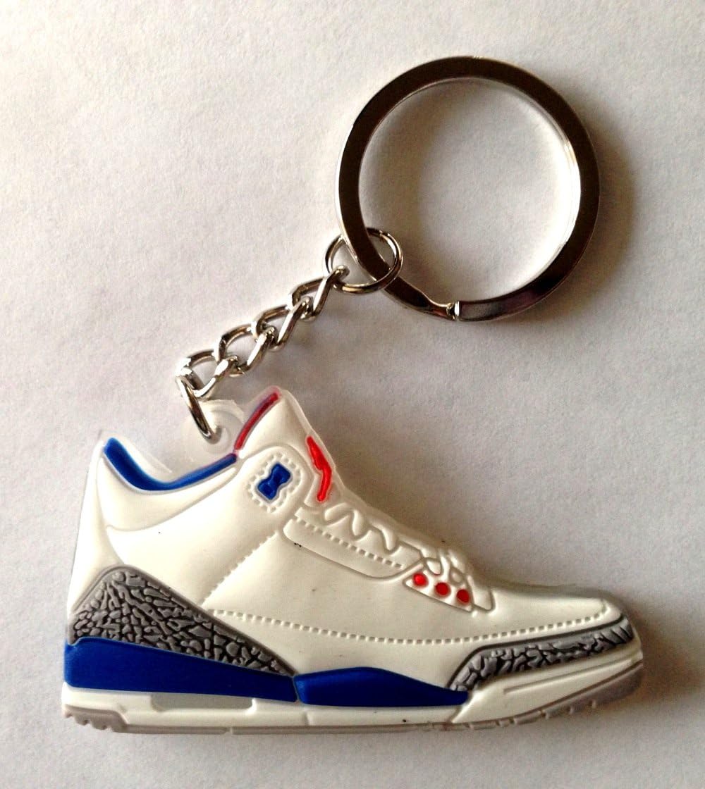 Amazon.com : Air Jordan 3/III Cement 88 True Blue Sneakers Shoes 2D Keychain Keyring 