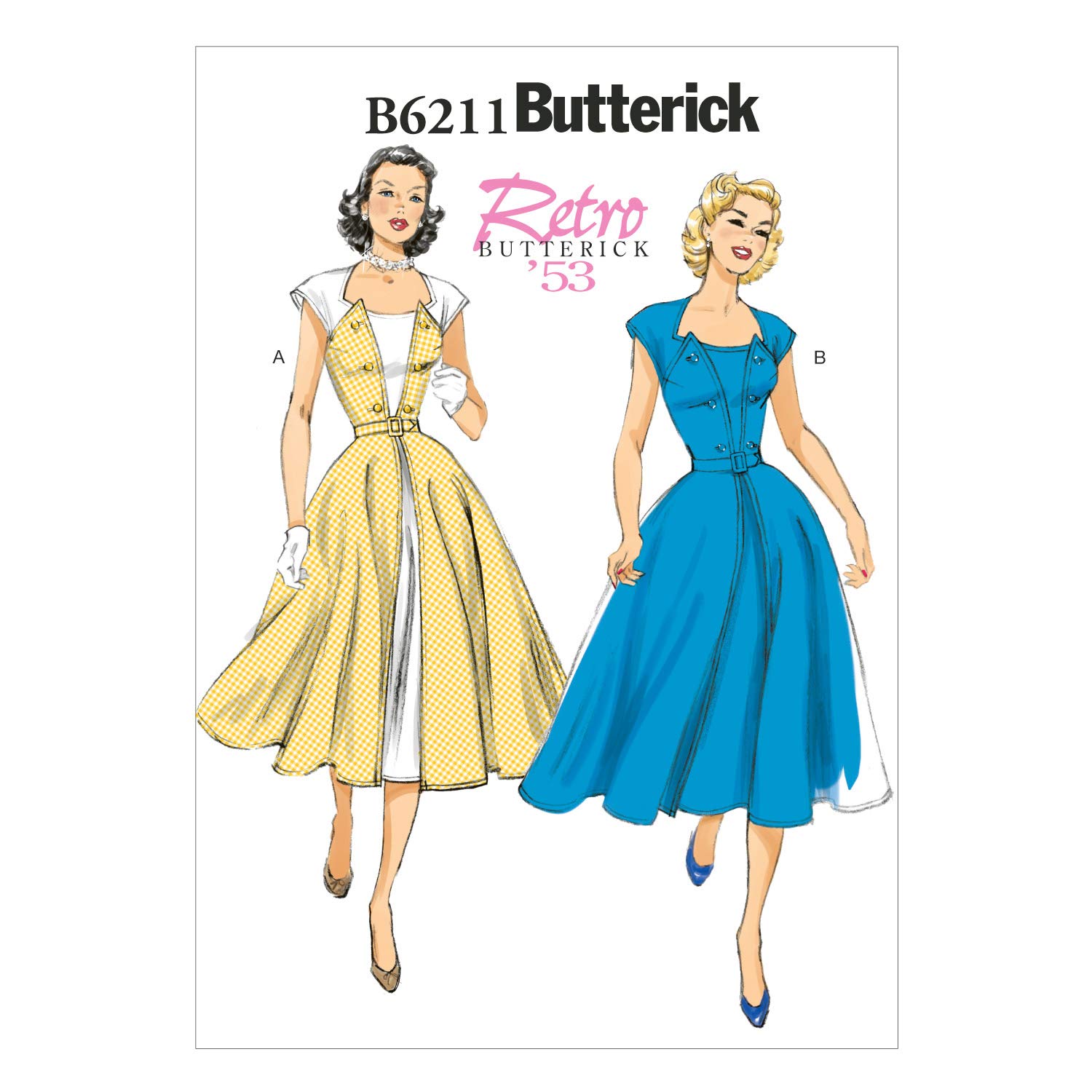 Butterick Patterns 6211, Misses Dress and Belt,Sizes, None, E5 (14-16-18-20-22), Schwarz