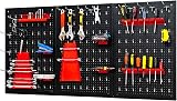 TANGZON Pegboard Wall Organizer Kit 3 Pegboards Black Red Hardware Rack view 1