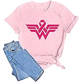 LAZYCHILD Women Breast Cancer Shirt: Pink Ribbon T-Shirt Breast Cancer Awareness Tee Cancer Survivor Tops