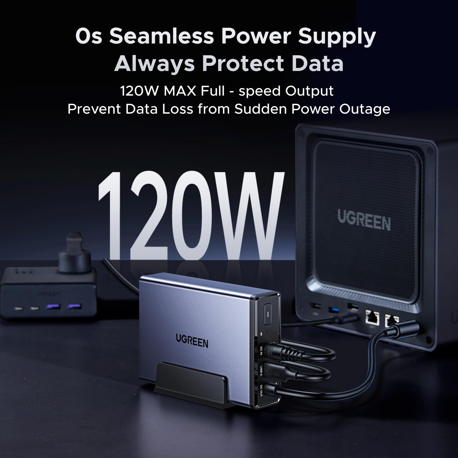 Ugreen Nas Ups, 120W Dc Battery Backup And Surge Protector, 12000Mah Uninterruptible Battery Power Supply Compatible Nas Dxp2800, Dxp4800, Dxp4800 Plus, Dxp480T Plus, Dh2300, Dh4300 Plus Only - View 6