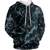 LILYDIARY Unisex Hoodie Teal Green Nebula XX-Small,Novel And Cool 3D Pattern Design Hoodie With Pockets For Men And Women