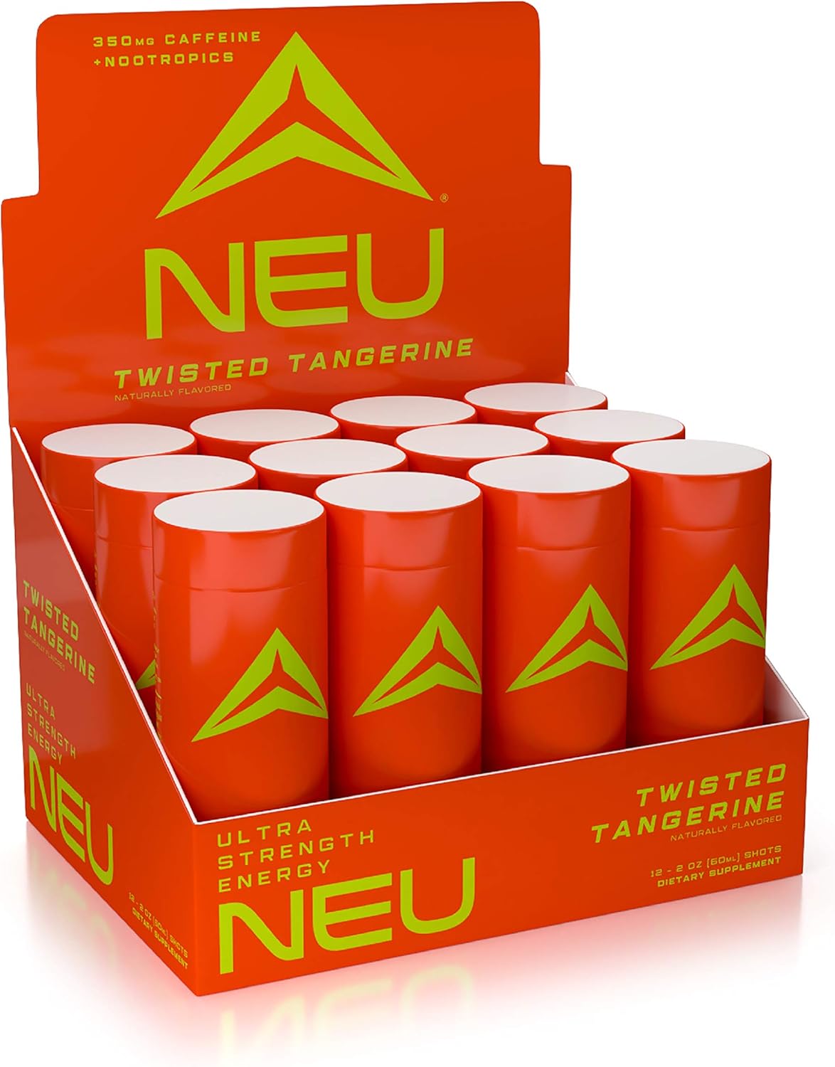 NEU Extra Strength Energy Shots, Pre Workout Energy Drinks Nootropics Brain Support Supplement, Zero Carb, Zero Calorie, Zero Sugar Free Coffee Alternative Keto Friendly, Twisted Tangerine 2 Fl Oz: Health & Personal Care