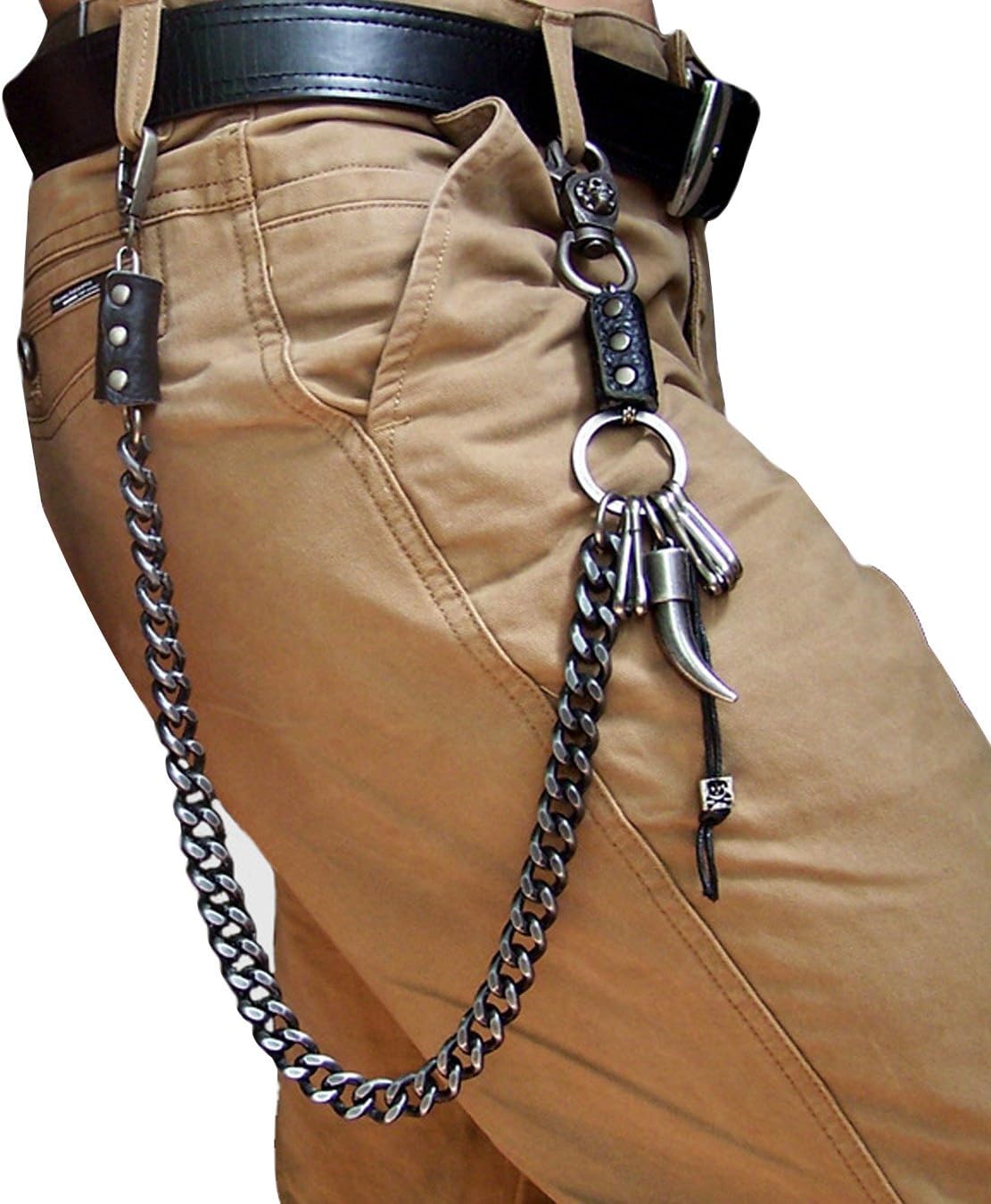 UOOOM Men Fashion Punk Hip-hop Pants Trousers Key Chain Rock Non-mainstream Waist Wallet Chain (PK6001), black, Length approx.: 63cm - Image 4