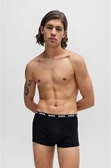 HUGO Mens Black Stretch Cotton Logo Waistband Trunks Five Pack Box view 7
