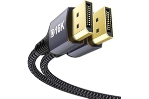 Stouchi Display Port Cable 2.1 6ft 2M 16K 80Gbps DisplayPort 16K@60Hz 8K@240Hz HBR3 4K@240 Hz HDR HDCP DSC 1.2a 2.1 DP Cable 