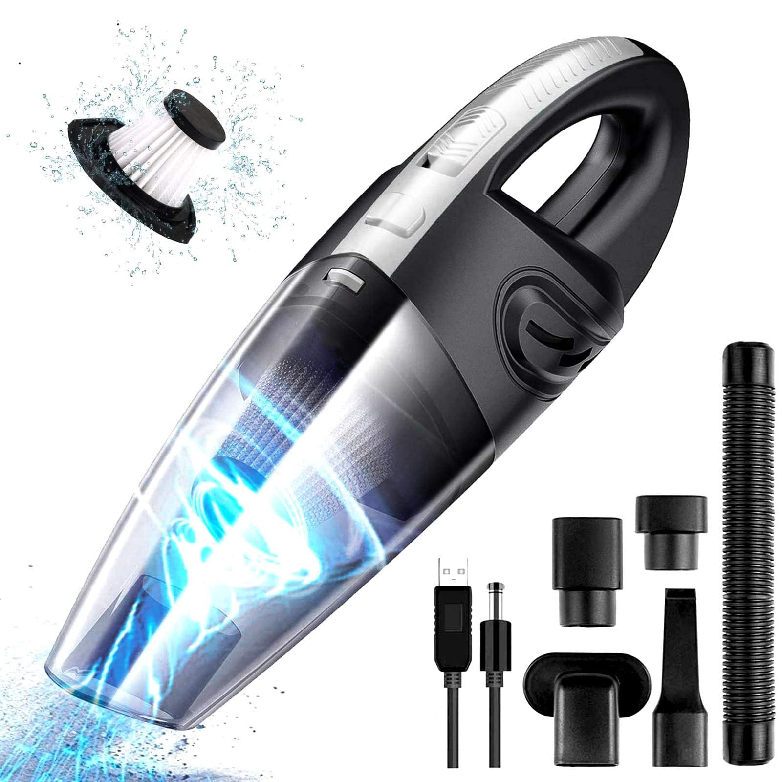URAQT Handheld Lightweight Wet Dry Vacuum Cleaner Cordless, 120W with Powerful Suction, Portable Rechargeable For Car, Home, Office, Car and Pet
