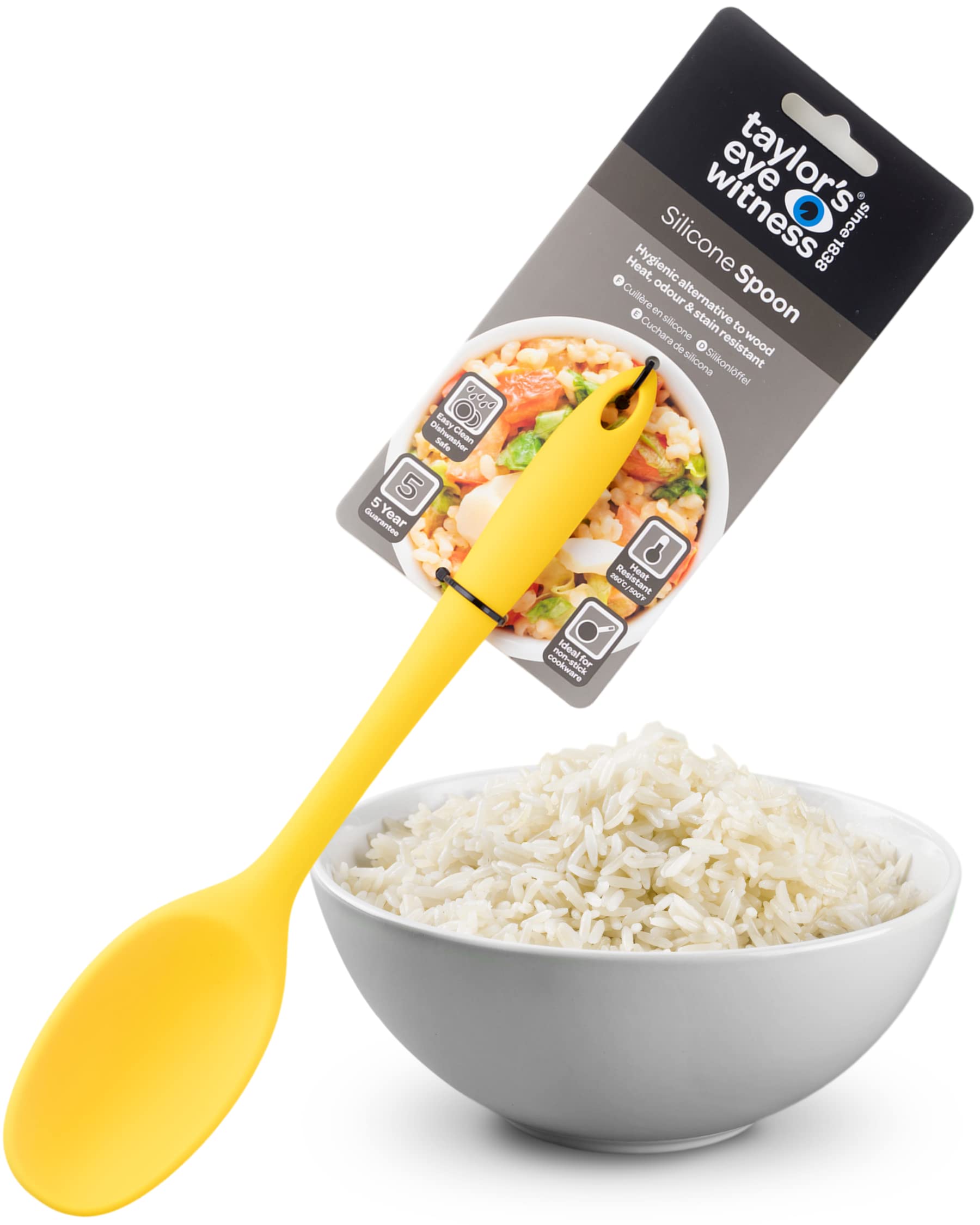 Taylors Eye Witness Large Silicone Yellow Stirring Spoon - Dishwasher Safe, Heat Resistant (260°C/500°F), Non-Scratch