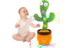 Ayeboovi Dancing Talking Cactus Baby Toys, Interactive Toy Repeating Records What You Say, Volume Adjustable Singing Cactus Toddler Toys with 120 Songs, Stocking Stuffers for Kids