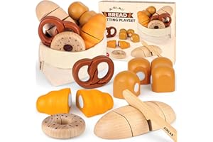AIRLAB Play Food Sets for Kids Kitchen for Toddler 1-3 Toy Food Grocery Pretend Playsets 2 3 4 5 6 Year Old Boys Girls Birthday Gift Ages 4-8 Educational Bread Bakery Toys