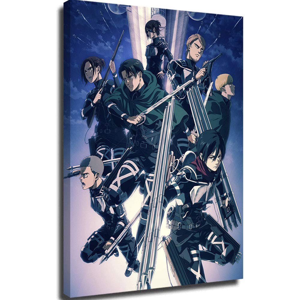 Canvas Decor for Living Room Wall Mural Anime Attack On Titan Season 4 Posters Framed Canvas Wall Ar