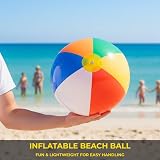 SHATCHI 12 Pcs 20 Inch Inflatable Rainbow Beach Ball Multicolour Pool Toy view 5