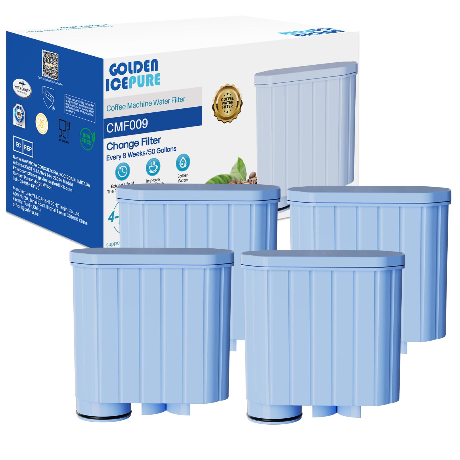 GOLDEN ICEPURE Coffee Machines Water Filter Compatible with Philips Aqua Clean Filter and Saeco Aqua Clean Water Filter, CA6903/10 CA6903/22 CA6903, 4 Pieces