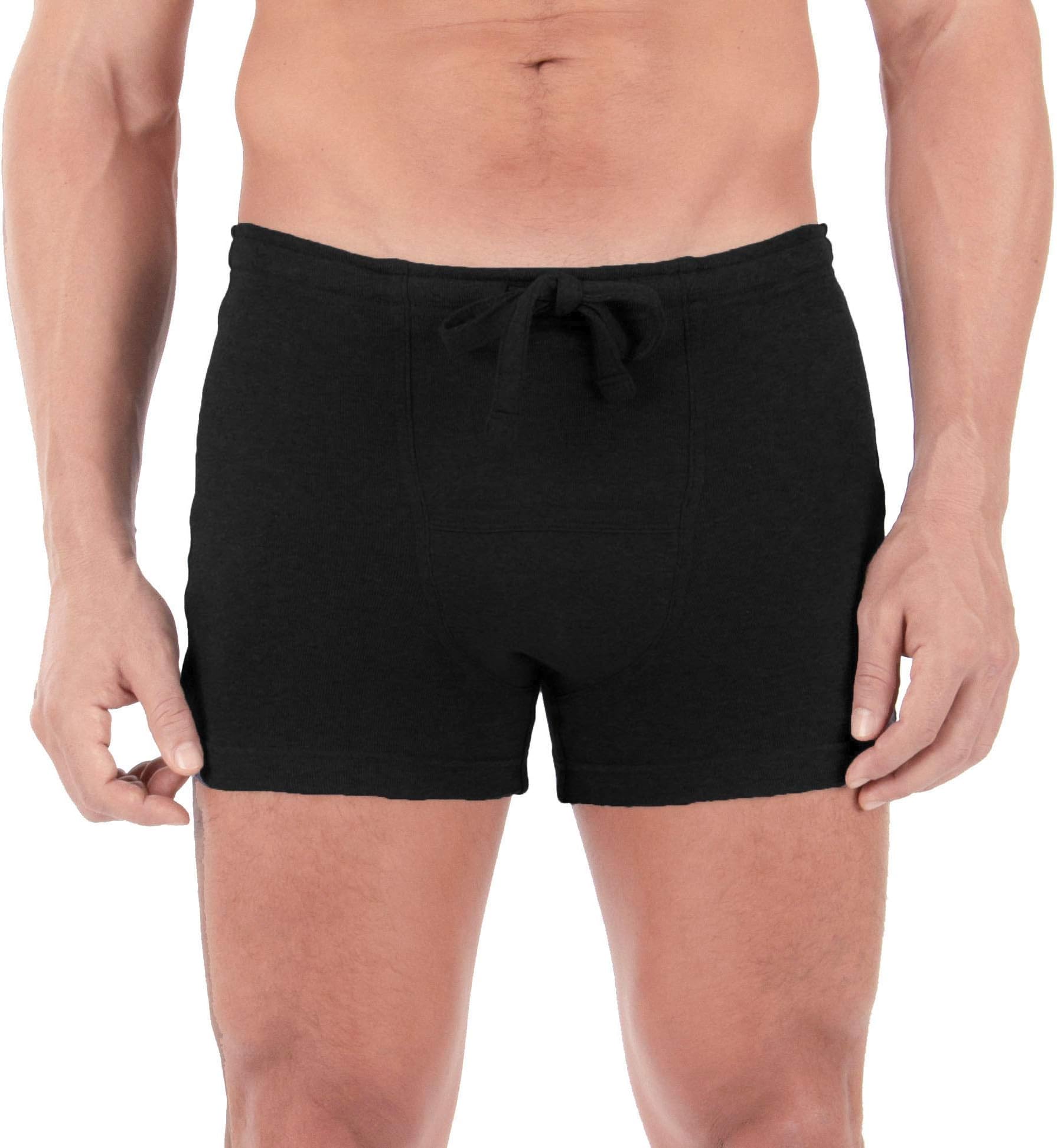 Cottonique Men's Hypoallergenic Ribbed Drawstring Boxer Brief with Fly Made from 100% Organic Cotton