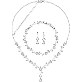ZCGJWE Jewelry Set for Women Bride Bridesmaid Wedding Party Prom Necklace Earrings Bracelet Set Gift for Mother Wife Friend