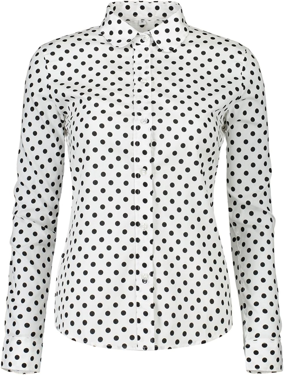 Women's Tops Feminine Long Sleeve Polka Dotted Button Down Casual Dress Blouses Shirts