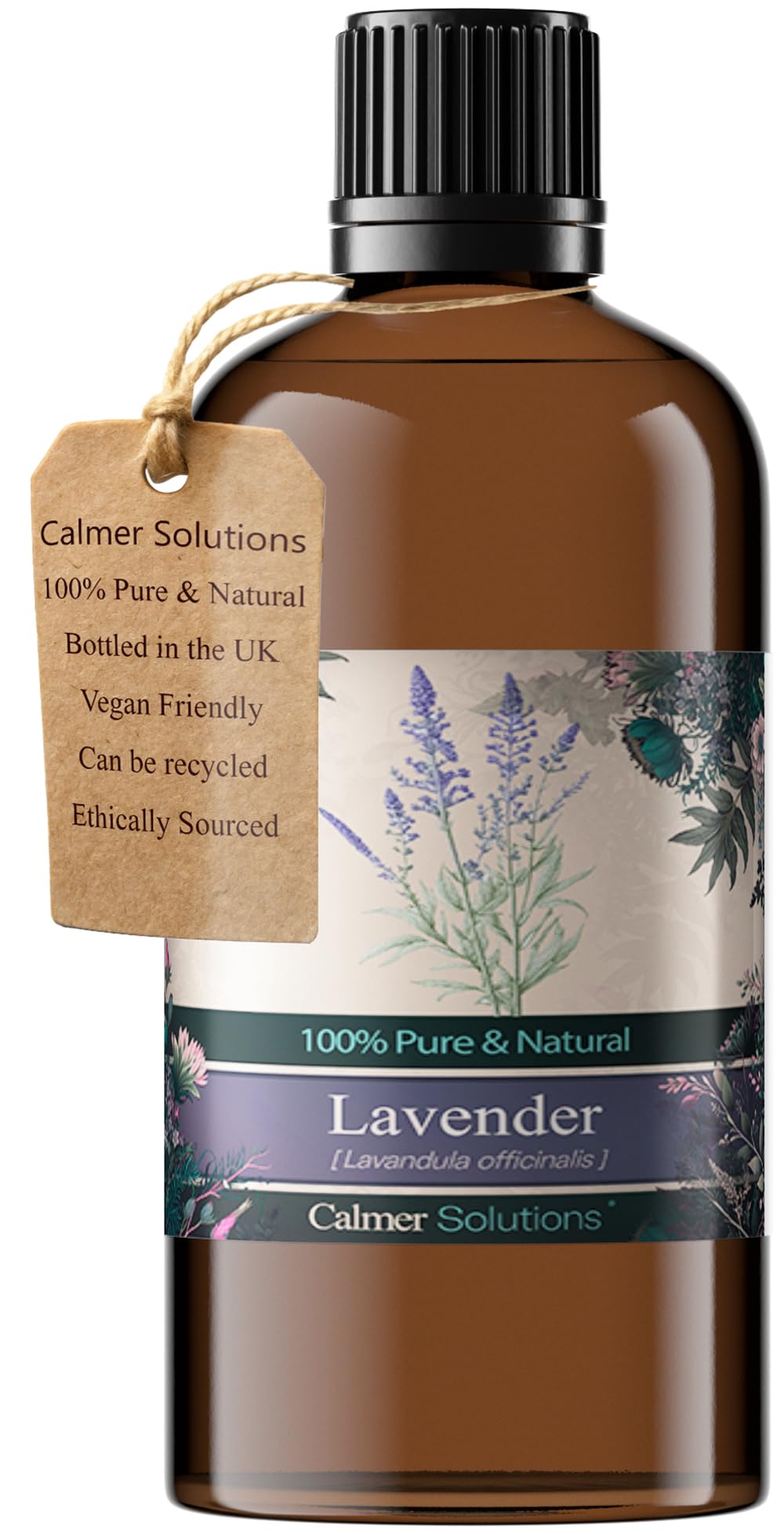 Calmer Solutions | Lavender - 100ml | Versatility, Headache, Sleep, Stress | Pure 100% UK Sourced Natural Essential Oils | Professional or Home use | Diffusers, Humidifiers, Candles & More