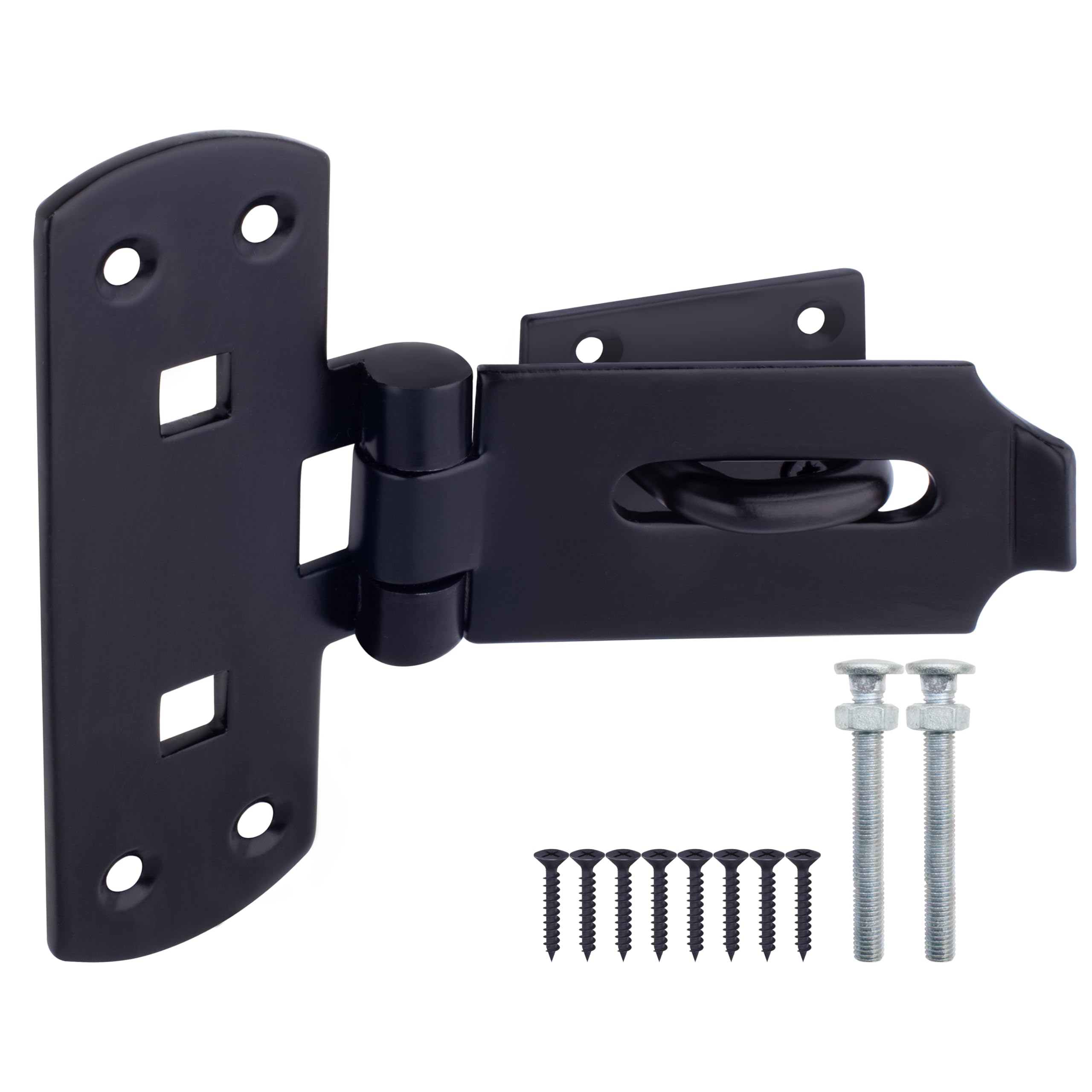 EAI Hasp and Staple Lockable Heavy Duty 150mm 6 Inch Vertical Pattern with Fixing Bolts and Screws - Black
