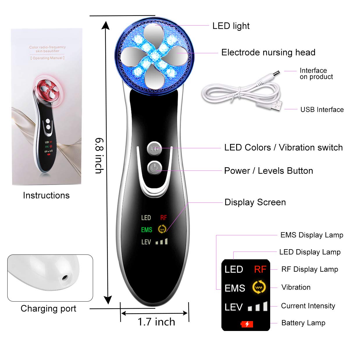 Facial Device 4 in 1 Color Face Beauty Machine: Beauty