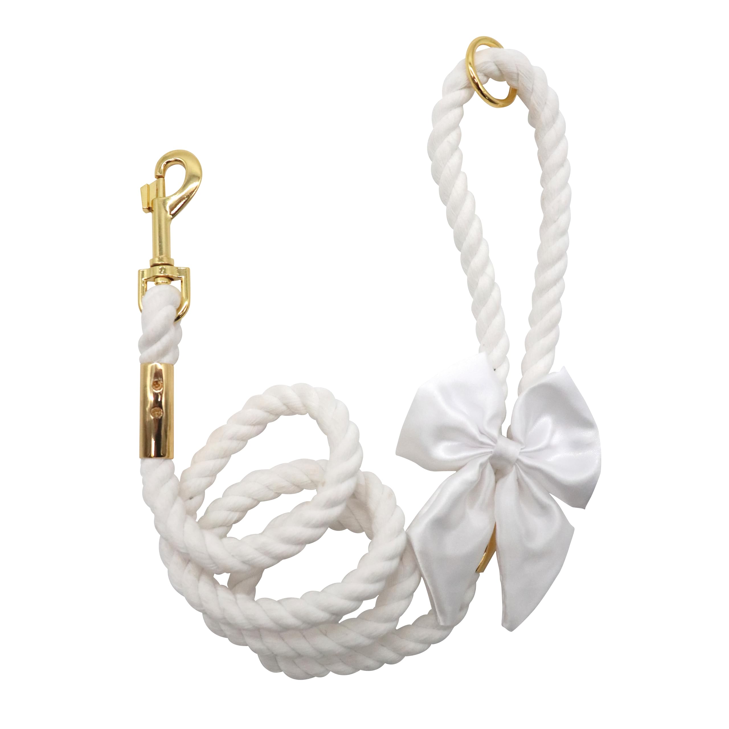 Croci Ceremony Bride Dog Leash Elegant Rope Leash with Decorative Bow for Weddings, White, 130 x 1.5 cm