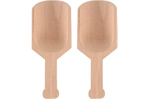 NUOBESTY 2pcs Large Wooden Bath Salt Scoops, Natural Solid Wood Tea Spoons for Powder, Spice, and Household