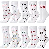 Cutecrop 10 Pairs Floral Socks for Women Novelty Cute Flower Crew Socks for Lady Spring Birthday Inspirational Gift