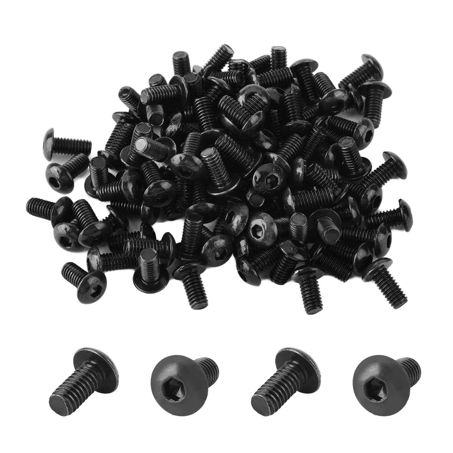 TA-VIGOR 100Pcs M4 x 8mm Alloy Steel Button Head Hex Socket Cap Screws, Flanged Button Bolts Nuts Hex Drive Fastener for Machine