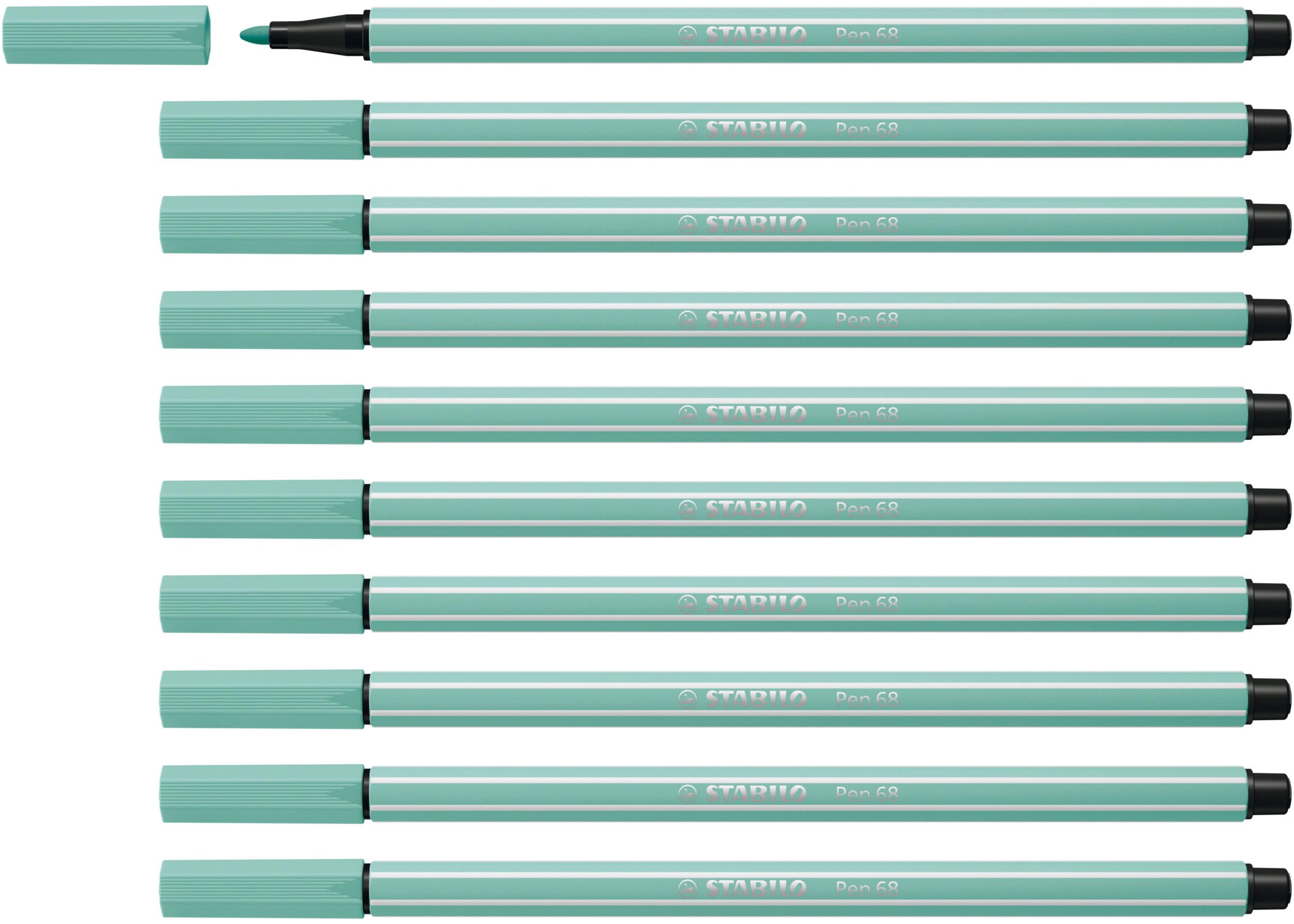 STABILO Pen 68 - Premium Fibre-Tip Pen - Pack of 10 - Eucalyptus