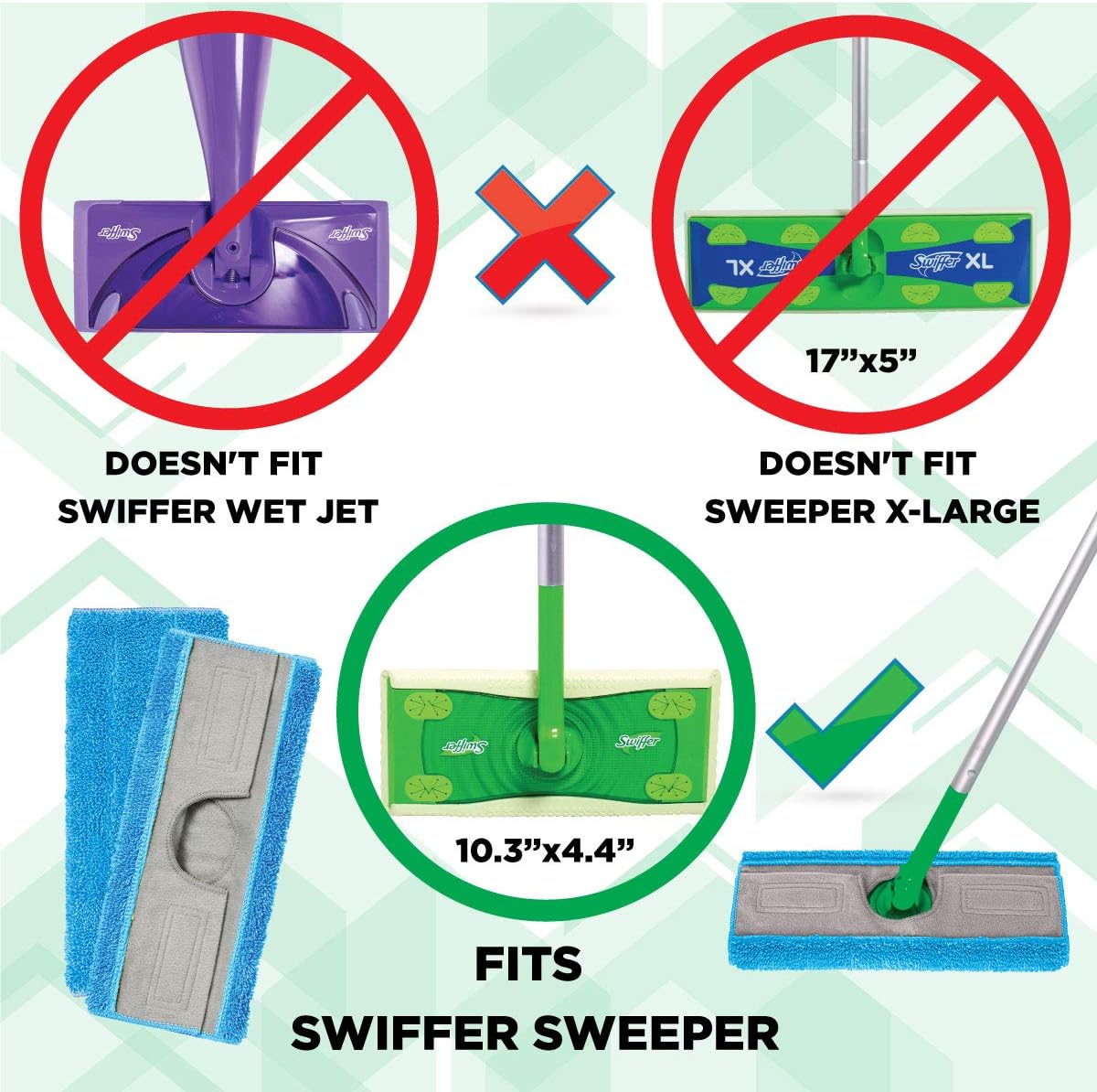Millifiber Mop Refills (Pack of 2) Washable Reusable Microfiber Mop Pads Compatible with Swiffer Sweeper. Mop Replacement Cover.: Health & Personal Care