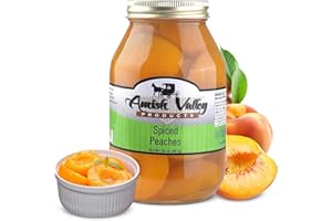 Amish Valley Products Old Fashioned SPICED Peaches Halves Canned Jarred in 32 oz Glass Jar (One QT Jar - 32 OZ)