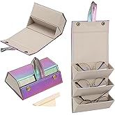 PATIKIL Travel Sunglasses Organizer, Foldable Sunglasses Holder Leather Sunglass Storage Organizer Case Portable