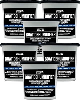 Moisture Absorber 6 Pack with Activated Charcoal Dehumidifier Bucket, Unscented Odor Absorber for Closet Basement Bathroom Boat RV, Disposable - Better Boat