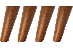 Bikani Round Solid Wood Furniture Legs Sofa Replacement Legs Perfect for Mid-Century Modern/Great IKEA hack for Sofa, Couch, Bed, Coffee Table (6 Inches,Set of 4, Walnut Color)