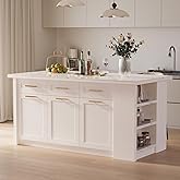 homary 72" White Kitchen Island with Storage Large Kitchen Cabinet with Drawers &amp; Sintered Stone Top Island Table for Dining Room