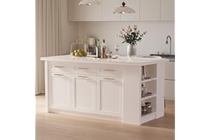 homary 71" White Kitchen Island with Storage Large Kitchen Cabinet with Drawers & Sintered Stone Top Island Table for Dining Room