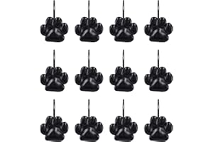 Sunlit Fashion Design Cute Paw Print Polished Shower Curtain Hooks for Dog Cat and Bear, Rust Proof Oil Metal Shower Curtain 