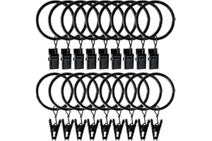 50 Pack Metal Curtain Rings with Clips Black Decorative Drapery Rustproof Vintage Curtain Ring with Clip Vintage Black