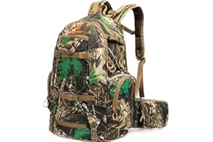 Kioqiear Hunting Backpack,Outdoor Gear Hunting Pack with Rain Cover,Durable Large Capacity Hunting Day Pack. (KHAKI CAMO)