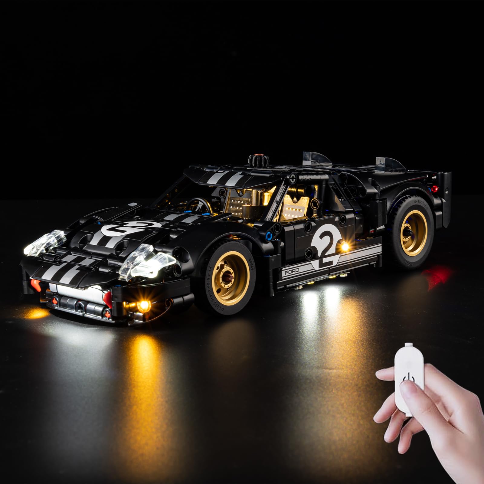 Kyglaring LED Lighting Kit Compatible with Lego Technic 1966 Ford GT40 MKII Race Car 42223 Building Blocks, Accessories for Lego 42223 Model Set, Touch Version (Not Include Models)