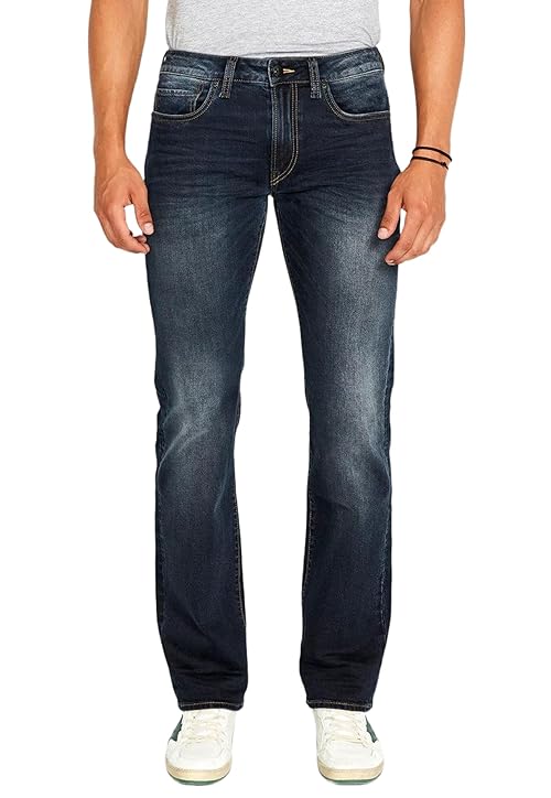 Buffalo David Bitton Men's Relaxed Straight Driven Jeans, Crinkled and Sanded Indigo, 27x32