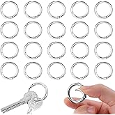 20PCS Metal Spring O Rings Clip Keychain Trigger Spring O Rings Keychain Hook Clip Round Carabiner Clips Keyrings Snap Hook Buckle for Bag Purse Handbag Strap Craft DIY Accessory (Silver, 3/4 Inch)