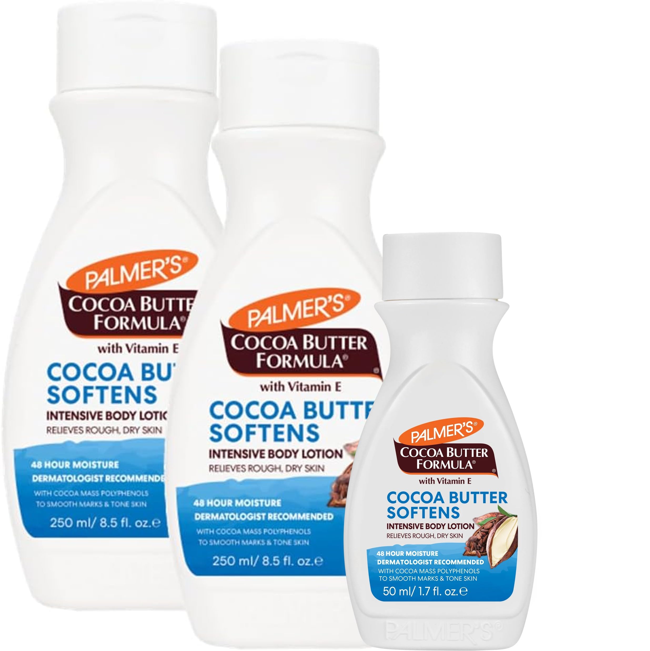 Palmer’s Cocoa Butter with Vitamin E softens, smoothes and relieves dry skin with lasting moisture. Includes 2×250ml, 1×50ml travel size, Inc. the Infinite Essential Hair & Skin Ritual Guide