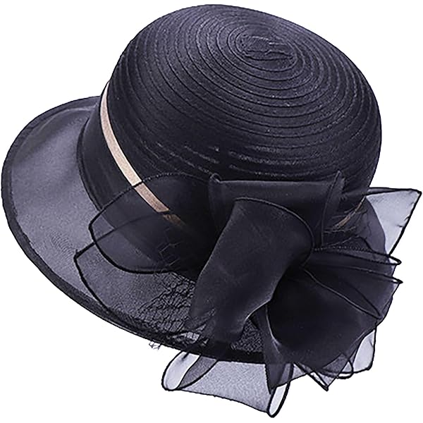 IZUS Women French Kentucky-Sun-Hat Derby-Bowler-Hat Organza-Brim
