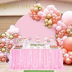 Rectangle Table Skirt Pink 14FT Tulle Table
