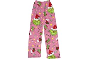 MKLUNJOP Christmas Pajama Pants Cute Flannel Bottom Xmas Pyjamas Trousers Funny Holiday Pjs Trouser