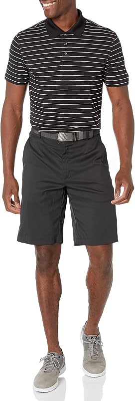 Polo de Golf, Manches Courtes, Coupe Ajustée, Séchage Rapide Homme, Anthracite Rayure Polo, M